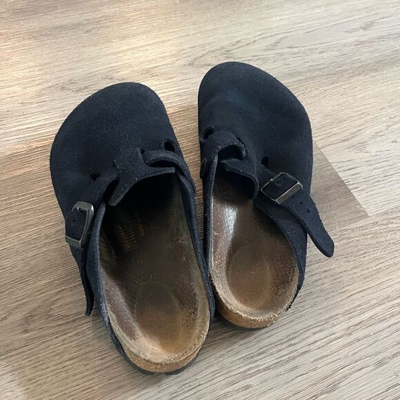 RARE Vintage Midnight blue Boston Birkenstocks 37/7 festival slip on clogs - Picture 4 of 7